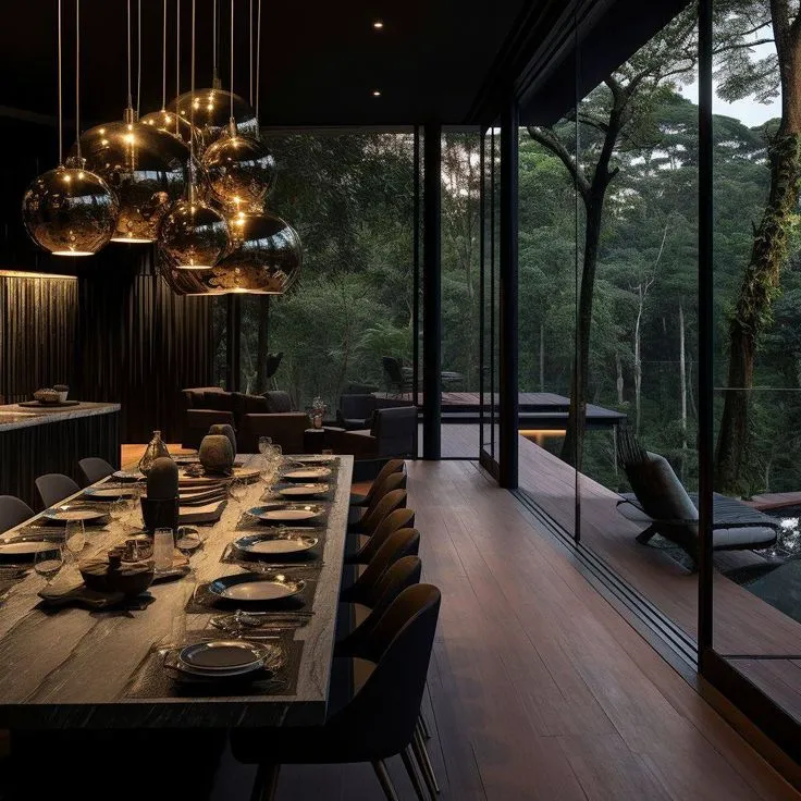 Innovative architecture interior design with glass elements
